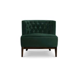 BOURBON Nowoczesny fotel - krzesło aksamit, skóra, okleina drewniana kolor zielony