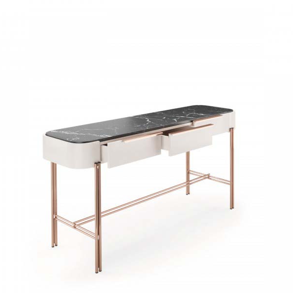 Praddy-BAMBOO-NT077-konsola-lakier-czarny-miedz-stal-nierdzewna-Nero-Marquina-bezowy-2 Praddy BAMBOO NT077 to konsola w wykończeniu drewno-mdf lakier czarny, miedź stal nierdzewna, Nero Marquina, drewno-mdf lakier beżowy,. Praddy to portugalski producent wysokiej jakości mebli. Firma powstała w regionie słynącym z wielowielkowej tradycji rzemieślicznej produkcji mebli. Niezwykła dbałość o szczegóły, wysoka jakość ręcznie wytwarzanych mebli i materiałów, z których powstają oraz nowoczesny desgin to coś co wyróżnia markę Praddy na tle innych światowych producentów branży.
