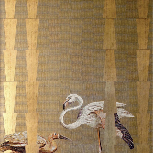 Sicis-Vetrite-Vetrite-Art-Bansa-Gold---Flamant-wielkoformatowy-panel-szklany-zloty-bialy-rozowy-7 Sicis Vetrite z kolekcji Vetrite Art model Bansa Gold & Flamant to wielkoformatowy panel szklany o wymiarach 82,5x318 cm, 242x318 cm, 82,5x318cm, 210x318 cm. Kolory tego modelu to: złoty, biały, różowy, a możliwe wykończenia powierzchni: Satin.