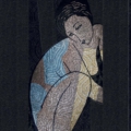 Sicis Vetrite z kolekcji Vetrite Art model La Penseuse to wielkoformatowy panel szklany o wymiarach . Kolory tego modelu to: grafitowy, czarny, beżowy, niebieski, a możliwe wykończenia powierzchni: Satin.