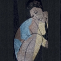 Sicis Vetrite z kolekcji Vetrite Art model La Penseuse to wielkoformatowy panel szklany o wymiarach . Kolory tego modelu to: grafitowy, czarny, beżowy, niebieski, a możliwe wykończenia powierzchni: Satin.