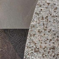 Sicis Vetrite z kolekcji Vetrite Art model Saturno Contro Silver to wielkoformatowy panel szklany o wymiarach 120x350 cm, 60x350 cm, 90x350 cm, 60x350 cm. Kolory tego modelu to: brązowy, srebrny, szary, a możliwe wykończenia powierzchni: Satin.