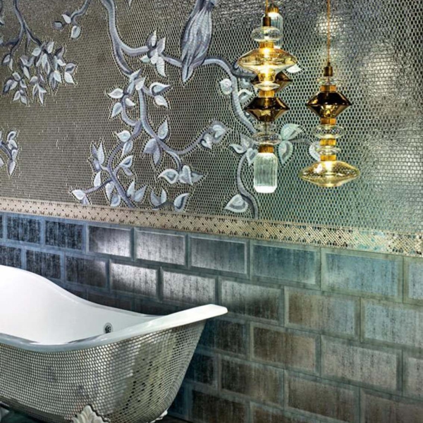 Sicis-Vetrite-Vetrite-Decorativa-Clavum-Small-Pergamino-Grey-wielkoformatowy-panel-szklany-szary-grafitowy-niebieski-2 Sicis Vetrite z kolekcji Vetrite Decorativa model Clavum Small Pergamino Grey to wielkoformatowy panel szklany o wymiarach 40x20 cm. Kolory tego modelu to: szary, grafitowy, niebieski, a możliwe wykończenia powierzchni: Satin.