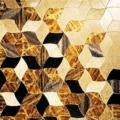 Sicis Vetrite z kolekcji Vetrite Decorativa model Flames Doré to wielkoformatowy panel szklany o wymiarach 305x286,5 cm. Kolory tego modelu to: złoty, żółty, beżowy, brązowy, czarny, a możliwe wykończenia powierzchni: Satin.