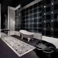 Sicis Vetrite z kolekcji Vetrite Decorativa model Nobilis Feather Black to wielkoformatowy panel szklany o wymiarach 50x50 cm. Kolory tego modelu to: czarny, szary, a możliwe wykończenia powierzchni: Satin.
