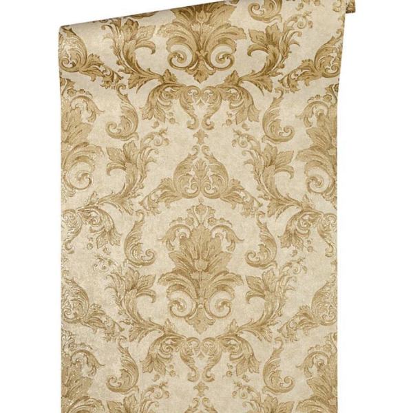 Versace-Home-Versace-2-962155-tapeta-ornamenty-Vintage-adamaszek-efekt-postarzenia-klasyczny-kolory-brazowy-zloty-metaliczny-zolty-2 Versace Home Versace 2962155 tapeta ornamenty Vintage adamaszek efekt postarzenia klasyczny kolory brązowy złoty metaliczny żółty - tapeta przeznaczona do pomieszczeń: przedpokój, salon, sypialnia.