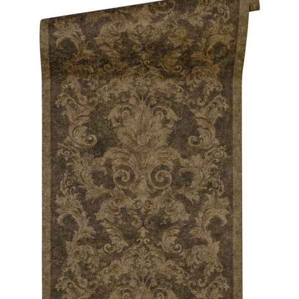 Versace-Home-Versace-2-962161-tapeta-ornamenty-Vintage-adamaszek-efekt-postarzenia-klasyczny-kolory-czarny-brazowy-metaliczny-2 Versace Home Versace 2962161 tapeta ornamenty Vintage adamaszek efekt postarzenia klasyczny kolory czarny brązowy metaliczny - tapeta przeznaczona do pomieszczeń: przedpokój, salon, sypialnia.