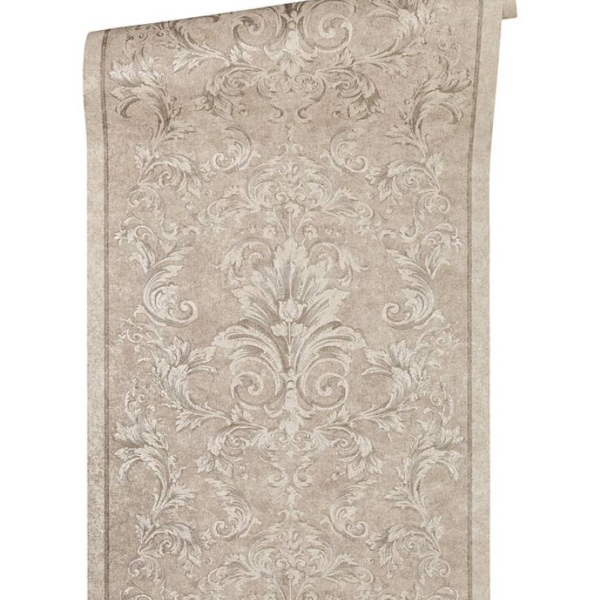 Versace-Home-Versace-2-962163-tapeta-ornamenty-Vintage-adamaszek-efekt-postarzenia-klasyczny-kolory-bezowy-szary-metaliczny-2 Versace Home Versace 2962163 tapeta ornamenty Vintage adamaszek efekt postarzenia klasyczny kolory beżowy szary metaliczny - tapeta przeznaczona do pomieszczeń: przedpokój, salon, sypialnia.