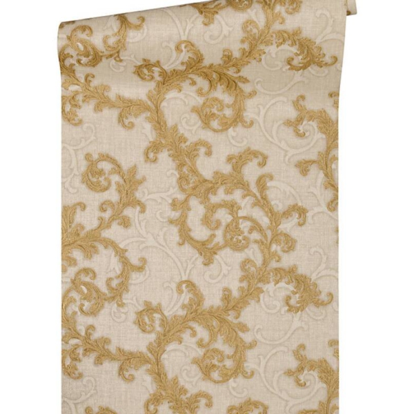 Versace-Home-Versace-2-962313-tapeta-ornamenty-Vintage-adamaszek-efekt-postarzenia-klasyczny-kolory-bezowy-kremowy-zloty-metaliczny-2 Versace Home Versace 2962313 tapeta ornamenty Vintage adamaszek efekt postarzenia klasyczny kolory beżowy kremowy złoty metaliczny - tapeta przeznaczona do pomieszczeń: przedpokój, kuchnia, biuro, sypialnia, pomieszczenie o dużym natężeniu ruchu.
