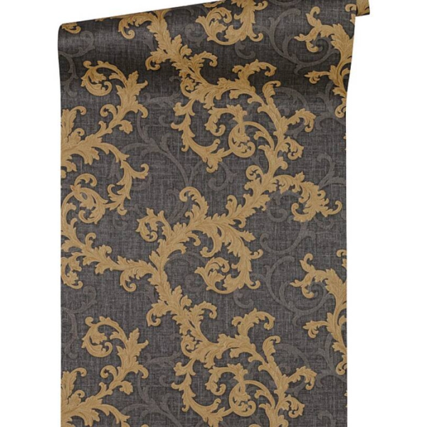 Versace-Home-Versace-2-962316-tapeta-ornamenty-Vintage-adamaszek-efekt-postarzenia-klasyczny-kolory-czarny-zloty-szary-metaliczny-2 Versace Home Versace 2962316 tapeta ornamenty Vintage adamaszek efekt postarzenia klasyczny kolory czarny złoty szary metaliczny - tapeta przeznaczona do pomieszczeń: przedpokój, kuchnia, biuro, sypialnia, pomieszczenie o dużym natężeniu ruchu.