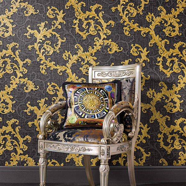 Versace-Home-Versace-2-962316-tapeta-ornamenty-Vintage-adamaszek-efekt-postarzenia-klasyczny-kolory-czarny-zloty-szary-metaliczny-4 Versace Home Versace 2962316 tapeta ornamenty Vintage adamaszek efekt postarzenia klasyczny kolory czarny złoty szary metaliczny - tapeta przeznaczona do pomieszczeń: przedpokój, kuchnia, biuro, sypialnia, pomieszczenie o dużym natężeniu ruchu.