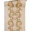 Versace Home Versace 2962323 tapeta ornamenty Vintage adamaszek efekt postarzenia klasyczny kolory beżowy kremowy złoty metaliczny - tapeta przeznaczona do pomieszczeń: przedpokój, kuchnia, biuro, sypialnia, pomieszczenie o dużym natężeniu ruchu.