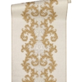 Versace Home Versace 2962324 tapeta ornamenty Vintage adamaszek efekt postarzenia klasyczny kolory złoty szary metaliczny biały - tapeta przeznaczona do pomieszczeń: przedpokój, kuchnia, biuro, sypialnia, pomieszczenie o dużym natężeniu ruchu.