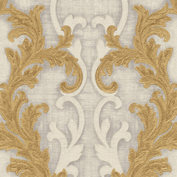 Versace-Home-Versace-2-962324-tapeta-ornamenty-Vintage-adamaszek-efekt-postarzenia-klasyczny-kolory-zloty-szary-metaliczny-bialy-3 Versace Home Versace 2962324 tapeta ornamenty Vintage adamaszek efekt postarzenia klasyczny kolory złoty szary metaliczny biały - tapeta przeznaczona do pomieszczeń: przedpokój, kuchnia, biuro, sypialnia, pomieszczenie o dużym natężeniu ruchu.