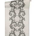Versace Home Versace 2962325 tapeta ornamenty Vintage adamaszek efekt postarzenia klasyczny kolory szary metaliczny srebrny biały - tapeta przeznaczona do pomieszczeń: przedpokój, kuchnia, biuro, sypialnia, pomieszczenie o dużym natężeniu ruchu.
