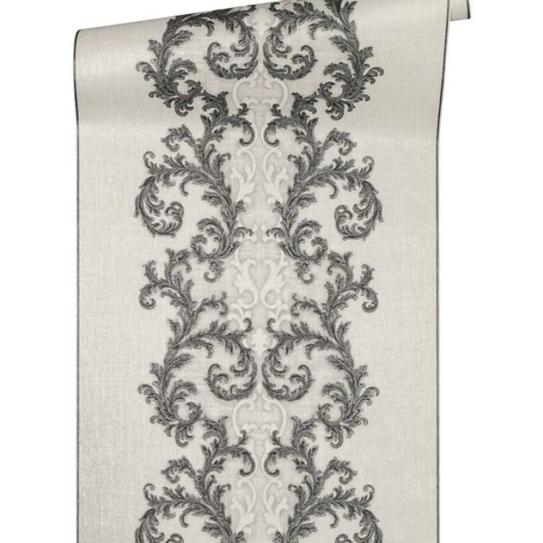 Versace-Home-Versace-2-962325-tapeta-ornamenty-Vintage-adamaszek-efekt-postarzenia-klasyczny-kolory-szary-metaliczny-srebrny-bialy-2 Versace Home Versace 2962325 tapeta ornamenty Vintage adamaszek efekt postarzenia klasyczny kolory szary metaliczny srebrny biały - tapeta przeznaczona do pomieszczeń: przedpokój, kuchnia, biuro, sypialnia, pomieszczenie o dużym natężeniu ruchu.