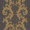 Versace Home Versace 2962326 tapeta ornamenty Vintage adamaszek efekt postarzenia klasyczny kolory czarny złoty szary metaliczny - tapeta przeznaczona do pomieszczeń: przedpokój, kuchnia, biuro, sypialnia, pomieszczenie o dużym natężeniu ruchu.