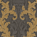 Versace Home Versace 2962326 tapeta ornamenty Vintage adamaszek efekt postarzenia klasyczny kolory czarny złoty szary metaliczny - tapeta przeznaczona do pomieszczeń: przedpokój, kuchnia, biuro, sypialnia, pomieszczenie o dużym natężeniu ruchu.