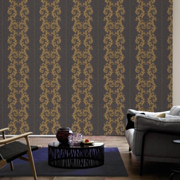 Versace-Home-Versace-2-962326-tapeta-ornamenty-Vintage-adamaszek-efekt-postarzenia-klasyczny-kolory-czarny-zloty-szary-metaliczny-9 Versace Home kolekcja Versace 2 - 2962326 tapeta ornamenty Vintage adamaszek efekt postarzenia klasyczny kolory czarny złoty szary metaliczny - tapeta przeznaczona do pomieszczeń: przedpokój, kuchnia, biuro, sypialnia, pomieszczenie o dużym natężeniu ruchu.