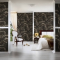 Versace Home kolekcja Versace 2 - 2962401 tapeta dżungla rośliny liście kolory brązowy metaliczny - tapeta przeznaczona do pomieszczeń: przedpokój, salon, biuro, sypialnia.