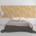 Versace Home kolekcja Versace 2 - 2962404 tapeta dżungla rośliny liście kolory kremowy złoty metaliczny - tapeta przeznaczona do pomieszczeń: przedpokój, salon, biuro, sypialnia.
