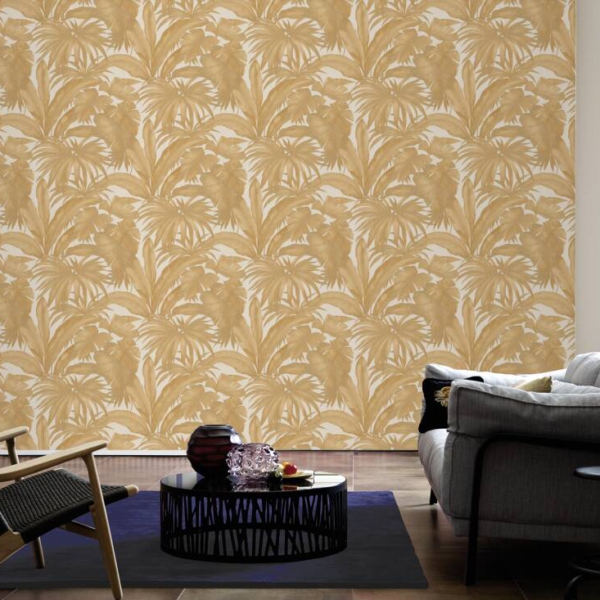 Versace-Home-Versace-2-962404-tapeta-dzungla-rosliny-liscie-kolory-kremowy-zloty-metaliczny-8 Versace Home kolekcja Versace 2 - 2962404 tapeta dżungla rośliny liście kolory kremowy złoty metaliczny - tapeta przeznaczona do pomieszczeń: przedpokój, salon, biuro, sypialnia.