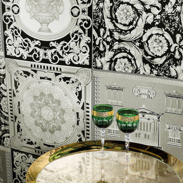 Versace-Home-Versace-2-962724-tapeta-klasyczny-ornamenty-Vintage-kolory-czarny-metaliczny-bialy-2 Versace Home Versace 2962724 tapeta klasyczny ornamenty Vintage kolory czarny metaliczny biały - tapeta przeznaczona do pomieszczeń: przedpokój, salon, sypialnia.