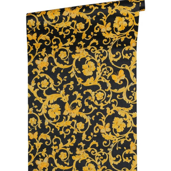Versace-Home-Versace-3-343252-tapeta-ornamenty-rosliny-Vintage-ornamenty-rosliny-Vintage-kwiaty-kolory-czarny-zloty-metaliczny-zolty-2 Versace Home Versace 3343252 tapeta ornamenty rośliny Vintage ornamenty rośliny Vintage kwiaty kolory czarny złoty metaliczny żółty - tapeta przeznaczona do pomieszczeń: przedpokój, salon, sypialnia.