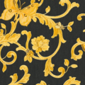Versace Home Versace 3343252 tapeta ornamenty rośliny Vintage ornamenty rośliny Vintage kwiaty kolory czarny złoty metaliczny żółty - tapeta przeznaczona do pomieszczeń: przedpokój, salon, sypialnia.
