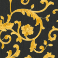 Versace Home Versace 3343262 tapeta ornamenty rośliny Vintage kwiaty kolory czarny złoty metaliczny żółty - tapeta przeznaczona do pomieszczeń: przedpokój, salon, sypialnia.