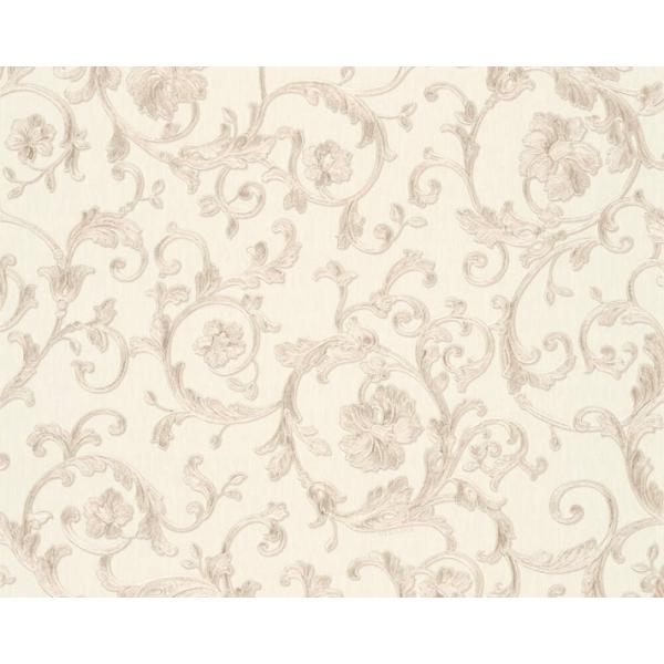 Versace Home Versace 3343263 tapeta ornamenty rośliny Vintage kwiaty kolory beżowy kremowy metaliczny - tapeta przeznaczona do pomieszczeń: przedpokój, salon, sypialnia.