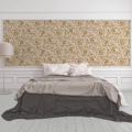 Versace Home kolekcja Versace 3 - 3343264 tapeta ornamenty rośliny Vintage kolory niebieski złoty metaliczny różowy - tapeta przeznaczona do pomieszczeń: przedpokój, salon, sypialnia.