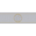 Versace Home Versace 3935225 tapeta paski wzór grecki medusa kolory złoty metaliczny srebrny - tapeta przeznaczona do pomieszczeń: przedpokój, salon, biuro, sypialnia.