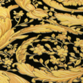 Versace Home Versace 3935834 tapeta kwiaty ornamenty liście rośliny kolory czarny złoty metaliczny - tapeta przeznaczona do pomieszczeń: przedpokój, kuchnia, salon, sypialnia.