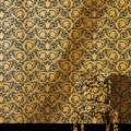 Versace Home Versace 3935834 tapeta kwiaty ornamenty liście rośliny kolory czarny złoty metaliczny - tapeta przeznaczona do pomieszczeń: przedpokój, kuchnia, salon, sypialnia.