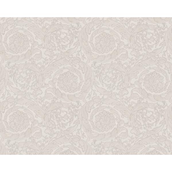 Versace Home Versace 3935835 tapeta kwiaty ornamenty liście rośliny kolory brązowy kremowy metaliczny - tapeta przeznaczona do pomieszczeń: przedpokój, kuchnia, salon, biuro, sypialnia.