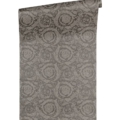 Versace Home Versace 3935836 tapeta kwiaty ornamenty liście rośliny kolory brązowy szary metaliczny - tapeta przeznaczona do pomieszczeń: przedpokój, kuchnia, salon, biuro, sypialnia.