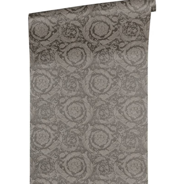 Versace-Home-Versace-3-935836-tapeta-kwiaty-ornamenty-liscie-rosliny-kolory-brazowy-szary-metaliczny-2 Versace Home Versace 3935836 tapeta kwiaty ornamenty liście rośliny kolory brązowy szary metaliczny - tapeta przeznaczona do pomieszczeń: przedpokój, kuchnia, salon, biuro, sypialnia.
