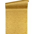 Versace Home Versace 4366923 tapeta kwiaty ornamenty liście rośliny kolory złoty metaliczny żółty - tapeta przeznaczona do pomieszczeń: salon, sypialnia.