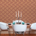 Versace Home kolekcja Versace 4 - 4366927 tapeta kwiaty ornamenty liście rośliny metal kolory beżowy brązowy metaliczny czerwony - tapeta przeznaczona do pomieszczeń: łazienka, przedpokój, salon, sypialnia.