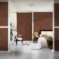 Versace Home kolekcja Versace 4 - 4370513 tapeta drewno deska jodełka kolory brąz brązowy metaliczny - tapeta przeznaczona do pomieszczeń: przedpokój, salon, biuro, sypialnia.