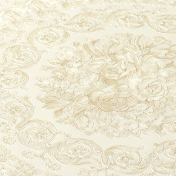 Versace-Home-Versace-4-370551-tapeta-kwiaty-liscie-ornamenty-rosliny-kolory-bezowy-kremowy-metaliczny-bialy-3 Versace Home Versace 4370551 tapeta kwiaty liście ornamenty rośliny kolory beżowy kremowy metaliczny biały - tapeta przeznaczona do pomieszczeń: przedpokój, salon, sypialnia.