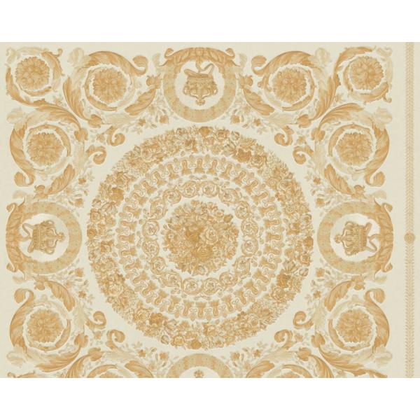 Versace-Home-Versace-4-370552-tapeta-kwiaty-liscie-ornamenty-rosliny-kolory-bezowy-kremowy-zloty-metaliczny-bialy-1 Versace Home Versace 4370552 tapeta kwiaty liście ornamenty rośliny kolory beżowy kremowy złoty metaliczny biały - tapeta przeznaczona do pomieszczeń: przedpokój, salon, sypialnia.