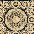 Versace Home Versace 4370553 tapeta kwiaty liście ornamenty rośliny kolory beżowy czarny kremowy złoty metaliczny - tapeta przeznaczona do pomieszczeń: przedpokój, salon, sypialnia.