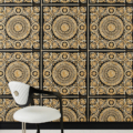 Versace Home Versace 4370553 tapeta kwiaty liście ornamenty rośliny kolory beżowy czarny kremowy złoty metaliczny - tapeta przeznaczona do pomieszczeń: przedpokój, salon, sypialnia.