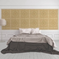 Versace Home kolekcja Versace 4 - 4370554 tapeta kwiaty liście ornamenty rośliny kolory złoty metaliczny żółty - tapeta przeznaczona do pomieszczeń: przedpokój, salon, sypialnia.