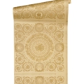 Versace Home Versace 4370554 tapeta kwiaty liście ornamenty rośliny kolory złoty metaliczny żółty - tapeta przeznaczona do pomieszczeń: przedpokój, salon, sypialnia.