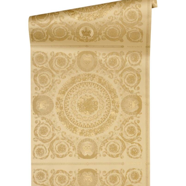 Versace-Home-Versace-4-370554-tapeta-kwiaty-liscie-ornamenty-rosliny-kolory-zloty-metaliczny-zolty-2 Versace Home Versace 4370554 tapeta kwiaty liście ornamenty rośliny kolory złoty metaliczny żółty - tapeta przeznaczona do pomieszczeń: przedpokój, salon, sypialnia.
