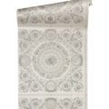 Versace Home Versace 4370555 tapeta kwiaty liście ornamenty rośliny kolory szary metaliczny srebrny - tapeta przeznaczona do pomieszczeń: przedpokój, salon, sypialnia.