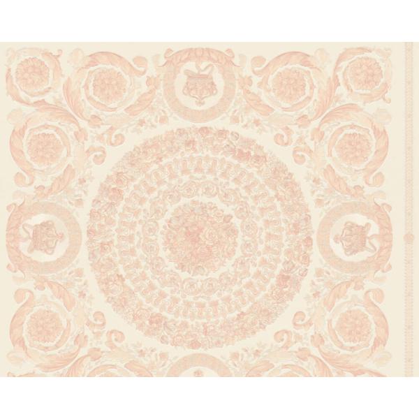 Versace-Home-Versace-4-370556-tapeta-kwiaty-liscie-ornamenty-rosliny-kolory-metaliczny-rozowy-bialy-1 Versace Home Versace 4370556 tapeta kwiaty liście ornamenty rośliny kolory metaliczny różowy biały - tapeta przeznaczona do pomieszczeń: przedpokój, salon, sypialnia.